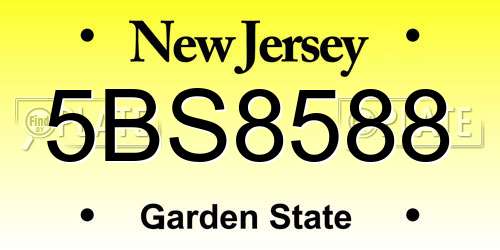 5BS8588 New Jersey License Plate