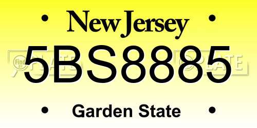 5BS8885 New Jersey License Plate