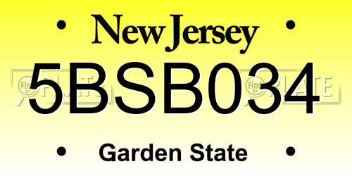 5BSB034 New Jersey License Plate