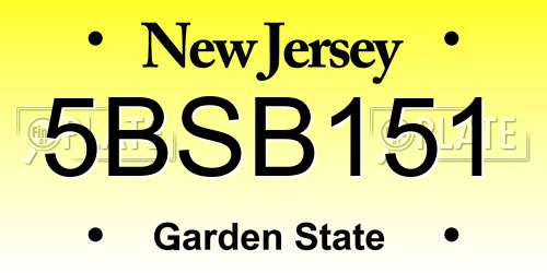 5BSB151 New Jersey License Plate