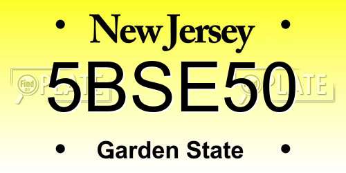 5BSE50 New Jersey License Plate