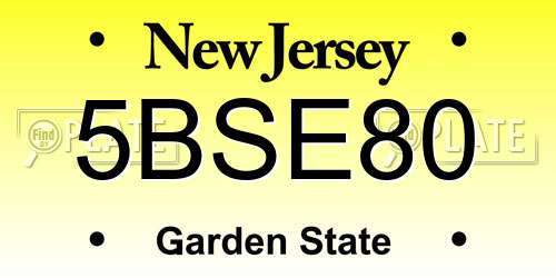 5BSE80 New Jersey License Plate