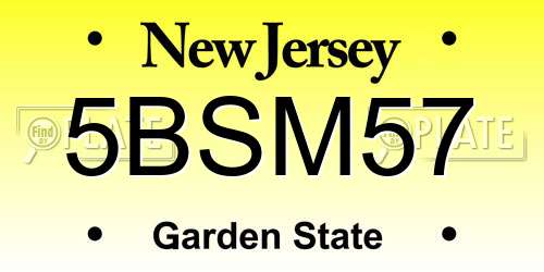 5BSM57 New Jersey License Plate