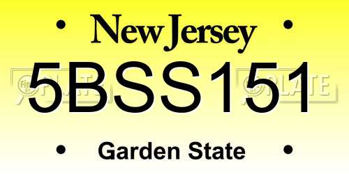 5BSS151 New Jersey License Plate