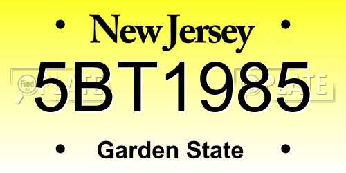 5BT1985 New Jersey License Plate