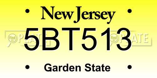 5BT513 New Jersey License Plate