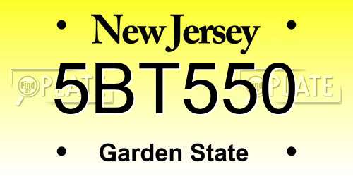 5BT550 New Jersey License Plate