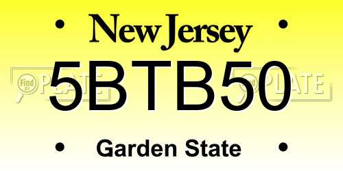 5BTB50 New Jersey License Plate
