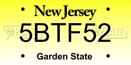 5BTF52 New Jersey License Plate