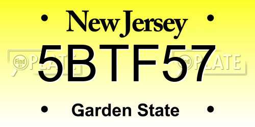 5BTF57 New Jersey License Plate