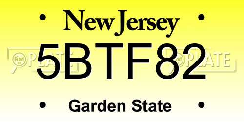 5BTF82 New Jersey License Plate