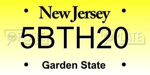 5BTH20 New Jersey License Plate