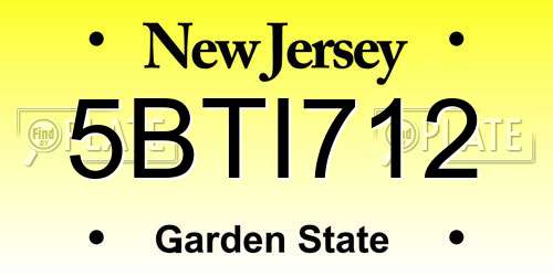 5BTI712 New Jersey License Plate