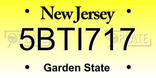 5BTI717 New Jersey License Plate