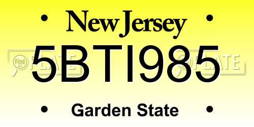 5BTI985 New Jersey License Plate