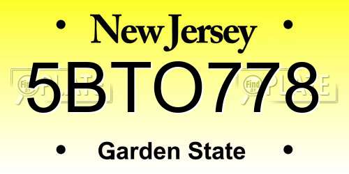 5BTO778 New Jersey License Plate