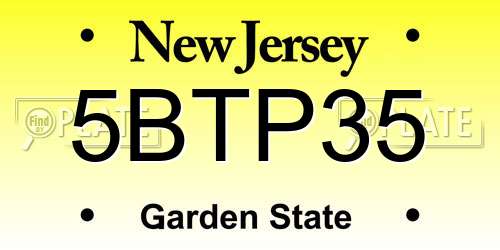 5BTP35 New Jersey License Plate