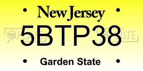 5BTP38 New Jersey License Plate
