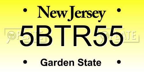 5BTR55 New Jersey License Plate