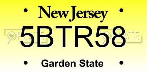 5BTR58 New Jersey License Plate