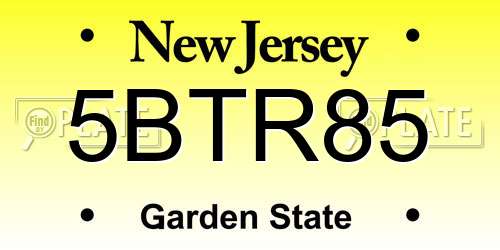 5BTR85 New Jersey License Plate