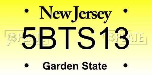 5BTS13 New Jersey License Plate