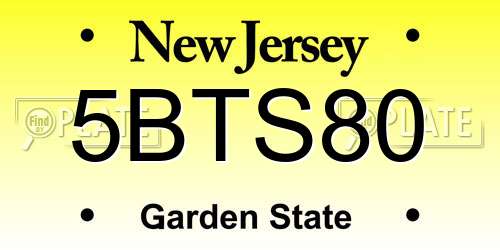 5BTS80 New Jersey License Plate