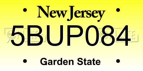 5BUP084 New Jersey License Plate