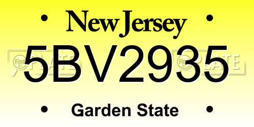 5BV2935 New Jersey License Plate