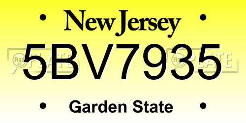 5BV7935 New Jersey License Plate