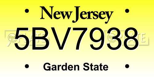 5BV7938 New Jersey License Plate