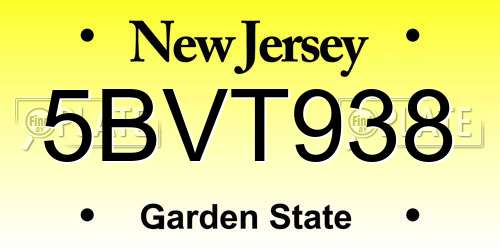 5BVT938 New Jersey License Plate
