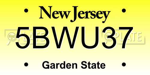 5BWU37 New Jersey License Plate