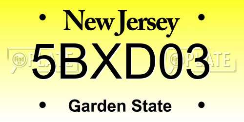 5BXD03 New Jersey License Plate