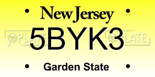 5BYK3 New Jersey License Plate