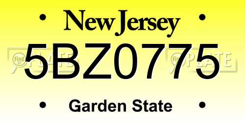 5BZ0775 New Jersey License Plate