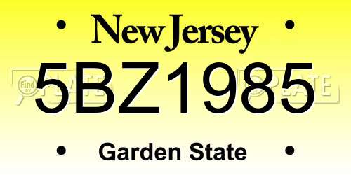 5BZ1985 New Jersey License Plate