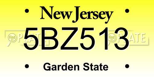 5BZ513 New Jersey License Plate