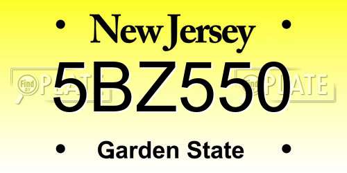 5BZ550 New Jersey License Plate