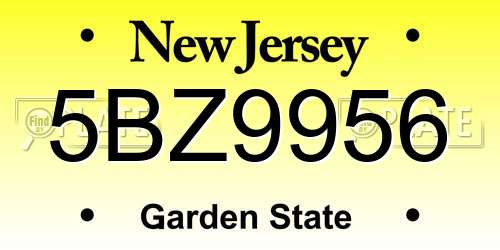 5BZ9956 New Jersey License Plate