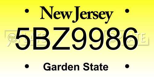 5BZ9986 New Jersey License Plate