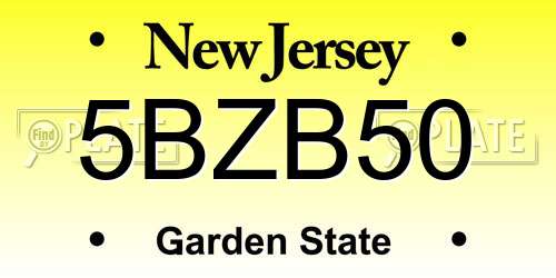 5BZB50 New Jersey License Plate