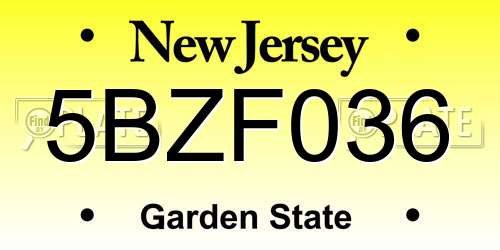 5BZF036 New Jersey License Plate