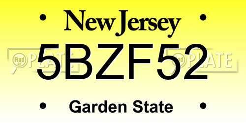 5BZF52 New Jersey License Plate