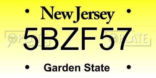 5BZF57 New Jersey License Plate