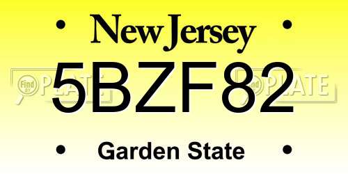 5BZF82 New Jersey License Plate