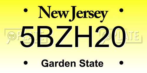 5BZH20 New Jersey License Plate