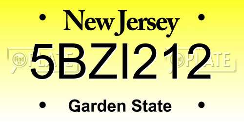 5BZI212 New Jersey License Plate