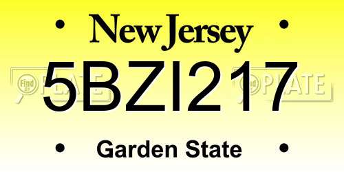 5BZI217 New Jersey License Plate