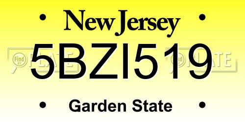 5BZI519 New Jersey License Plate